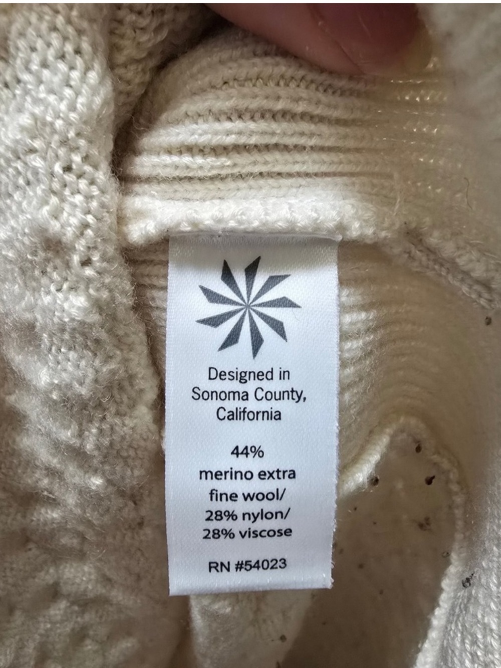 Athleta Women's Cream Knit Long Sleeve Sweater Merino Wool Blend Large - Picture 8 of 13